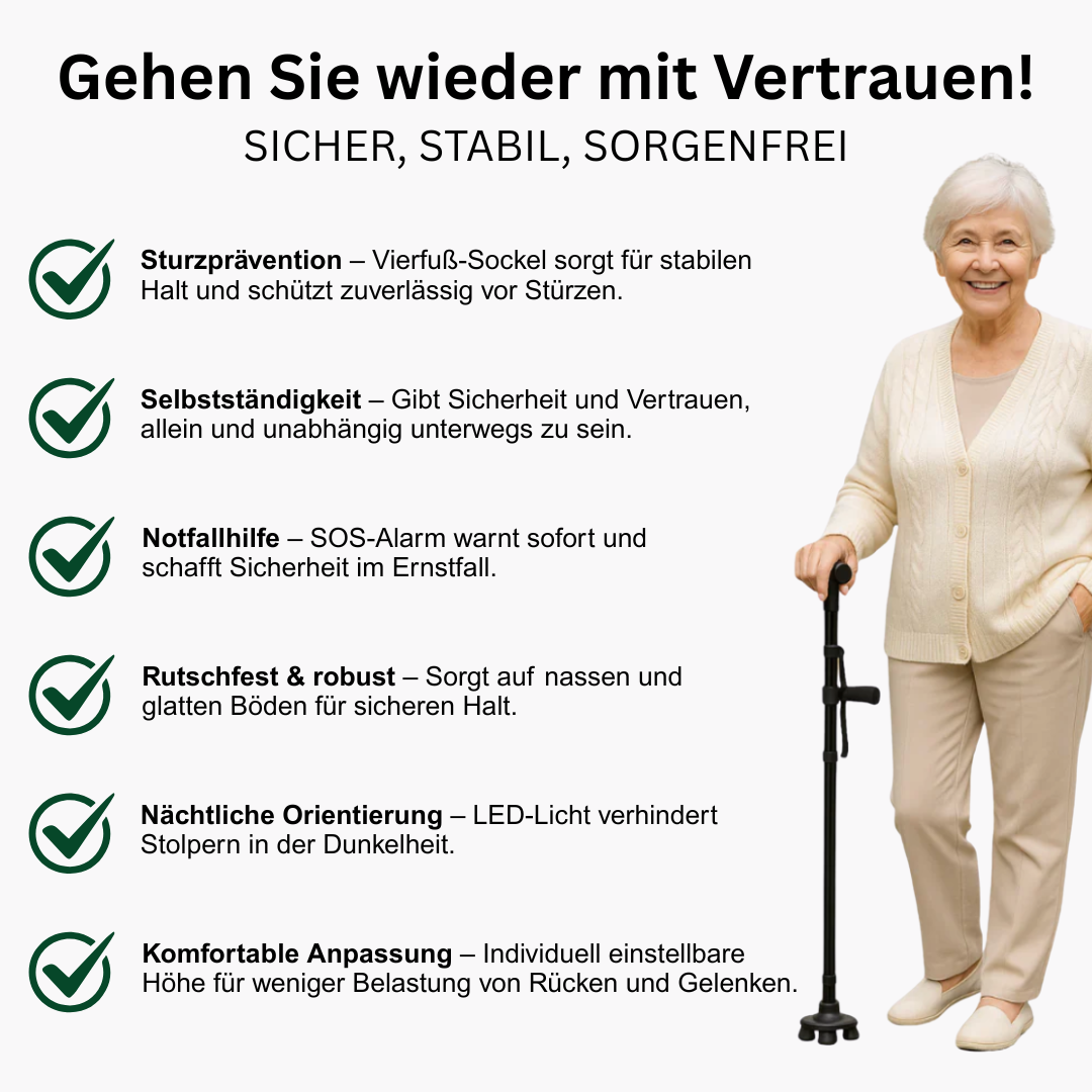 SafeWalk™ Gehstock - Mehr Halt. Mehr Sicherheit.